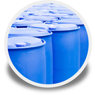 Blue plastic barrels
